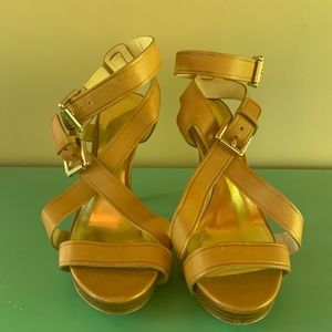 Gold Coach Strappy Heels two buckles
